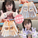 Children's new pull cloth gloves winter for boys and girls plus velvet and thickening cute and warm five-finger writing baby cold-proof beige overalls half-finger gloves Recommended age 7-14 years old