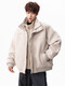 OEMG American fake two-piece woolen cotton jacket for men in autumn and winter, thickened warm velvet trendy brand versatile jacket, off-white XL recommended 110-130Jin Jin equals 0.5kg