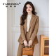 Faberza light brown woolen suit for women in autumn and winter thickened temperament goddess style small commuting suit jacket for women light brown suit + pants L