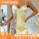 Chengyang fashionable lace embroidery see-through temptation sexy suspender nightgown thong two-piece set white S