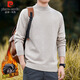 Pierre Cardin half turtleneck sweater for men autumn and winter warm inner sweater men's solid color casual top khaki 2XL