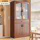 Zhong Zhangguo wine cabinet living room wall-mounted integrated cabinet home meal preparation cabinet solid wood color tea cabinet entrance display cabinet partition cabinet 4 doors 1 drawer walnut color 61x30x150cm