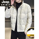 JEEP SPIRIT Down Jacket Men's Winter 2025 New Thickened Warm Jacket Stand Collar Fashion Men's Jacket Cold Protection Beige M Recommendation 90-115Jin Jin equals 0.5 kg