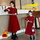 Girls New Year's Dress Winter 2026 New Red New Year's Greetings Girls' Velvet Thickened Skirt Children's Winter Clothes Red Suit 160