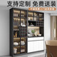 The shopkeeper in the living room wine cabinet display cabinet against the wall 2025 solid wood light luxury tea and wine cabinet storage cabinet with glass door 80A+120A/grey door free delivery