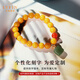Layun Feiyin collectible old beeswax bracelet for women amber round bead bracelet chicken oil yellow Hetian jade Wushi brand bracelet Duobao jewelry 8mm beeswax Wushi brand bracelet