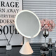Light luxury desktop makeup mirror with LED light desktop touch-up dormitory office makeup mirror white small size rechargeable
