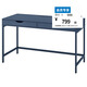 IKEA ALEX Children's Desk Light Luxury Modern Computer Desk Study Furniture Work Desk Blue Black Desk 132x58x76cm