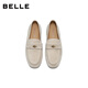 Belle Retro Velvet Sheepskin Loafers Women's 2026 Spring New Lightweight Soft Thin Sole Commuting Shoes B2998AA6 Apricot 36 (230mm)