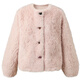 Sancai 2025 winter new eco-friendly fur coat loose short round neck long sleeves warm pink M cinnamon powder M 160/84A