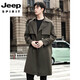 JEEP SPIRIT2025 new style windbreaker men's mid-length over the knee spring and autumn men's coat double-breasted Cthulhu civilian coat trendy black M