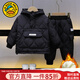 G.DUCKKIDS children's clothing boys suit autumn and winter new one-year-old baby clothes little boy long-sleeved cotton coat two-piece set thickened and warm black 100 (recommended height 90-100cm 3-4 years old)