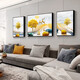 Mo Painting Lulin Modern Simple Living Room Decoration Painting New Chinese Sofa Background Wall Mural Landscape Painting Hall Triple Scenic Hanging Painting 6-Golden Lu Fulu 14134 Mirror Crystal Porcelain Middle 80*60 Side 40*60 Black Frame