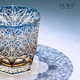 AURA LIFE Edo Kiriko Blue Daisy Crystal Glass High-end Hand-carved Whiskey Cup and Wine Gift Cup Big Blue Daisy Popular Style on the Internet Gift Box 320ml 1 piece