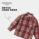 Mami Maka (MOMOCO) children's shirt winter velvet children's clothing boys versatile casual shirt red 140 New Year's greetings clothing