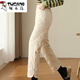 Woodpecker winter outer wear thickened fashionable straight pants 2025 new cold-proof small warm large size loose cotton pants for women beige M recommended 80-100Jin Jin equals 0.5 kg