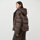 Ai Lai Down Jacket Women's Light Warm Bread Jacket Puff Short Removable Hooded Goose Down Jacket Chocolate M