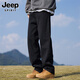 JEEP SPIRIT吉普牛仔裤男士秋冬季直筒裤子男美式宽松休闲裤 黑色 XL