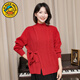 G.duck parent-child outfit for a family of three or four 2025 autumn and winter red sweater Chinese style sweater full family outfit festive wine red parent-child outfit 80 baby (recommended height 75-85cm)