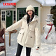 YAYA Down Jacket Women's Medium Long 2024 Winter New Fashion Outdoor Windproof Hooded Casual Warm Jacket YX Black L 165