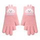 Wooden house children's gloves 12-15 years old winter girls primary school students writing leakage two fingers thickened warm knitted five-finger anti-cold A197 12-15 years old light pink choose according to the option to mark the age