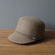 Metal M mark retro face-showing small wool equestrian hat for women in autumn and winter temperament flat top woolen British style knight hat, mocha color, one size fits all