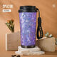 Fantasy Natural Flower Genuine Light Luxury Pure Titanium Coffee Cup Double Drink Easy-to-use Tea Cup Male High School Student Portable Insulation Cup Customized Fantasy Purple 99 Pure Titanium High Temperature Crystallization