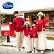 Disney (Disney) New Autumn and Winter French Sweet Parent-child Outfit Sweater Family of Four Chinese New Year Jacket Internet Celebrity Street Mother Red (Twist) 100 Children 100 (25-30Jin Jin is equal to 0.5 kg)
