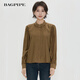 Bagpipe (Bagpipe) 2025 winter new style retro fashion regular casual style long-sleeved women's shirt versatile autumn and winter tops for women yellow green S 155