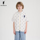 POLOWALK children's summer shirt boys' short-sleeved top shirt loose, comfortable and fashionable white 110 cm