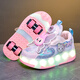 Woodpecker Girls' Labu Bu Luminous Four-Wheel Heelys Shoes 2025 Autumn and Winter Children's Girls Roller Leather Skates Pink High Quality Rechargeable Luminous Shoes 28