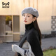 Catman Japanese woolen beret women's autumn and winter new British retro painter's hat Korean style gray women's beret gray one size 55-59cm