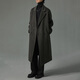 Homlean Korean style woolen coat for men winter thickened mid-length high-end double-breasted coat HK30 matte black XL