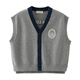 DAVE&BELLA children's sweater vest 2026 spring new pure cotton anti-static college style boys' vest top for medium and large children, floral gray, ready stock 110 cm (recommended height 100-110cm)