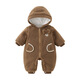 Disney (Disney) baby autumn and winter rompers for boys, thickened lamb wool clothes, baby thin cotton outing clothes, hooded open crotch jumpsuit, khaki color 36cm 66