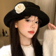 Miao Yijia hat Hepburn style hat for women autumn and winter 2026 new style fashionable and stylish small fisherman hat winter hat black basin hat black camellia gold hat (head circumference about 55-59cm)