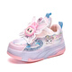 Woodpecker Girls' Labu Bu Luminous Four-Wheel Heelys Shoes 2025 Autumn and Winter Children's Girls Roller Leather Skates Pink High Quality Rechargeable Luminous Shoes 28