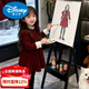 Disney girls New Year's clothing, stylish New Year's greetings, velvet dress, winter new style, little girl's celebrity style birthday, red velvet pearl collar dress, velvet and thickened double layer, 90, recommended height around 85, almost sold out