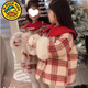 G.duck parent-child clothing, winter mother-daughter clothing, quilted woolen plaid coat, big children's princess style coat, western style battle coat, quilted plaid jacket (the size must be ordered separately) 80 girls (17-22Jin Jin is equal to 0.5 kg)