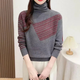 Light luxury quality, fashionable design, two-wear autumn and winter turtleneck color-blocking thickened inner sweater sweater, red gray M (recommended 90-120 Jin Jin equals 0.5 kg)
