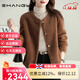 Ehangy Light Luxury Brand Short Coat Women's 2025 Winter New Style Elegant Lamb Wool Jacket Brown XS 80-99Jin Jin is equal to about 0.5 kg
