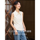 Fanciman apricot commuter sleeveless shirt for women 2026 spring new inner layering shirt lapel vest top A2871 rice apricot M (recommended 100-110Jin Jin equals 0.5kg)