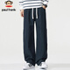 Paul Frank pure cotton pants men's spring loose straight casual pants men's pants American overalls trousers navy blue XL