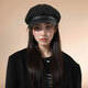 XINBUCKS Korean style beret women's four seasons literary British retro solid color octagonal hat ladies newsboy hat high appearance black one size fits 55-59CM