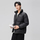 Xue Zhongfei's new all-match fashion casual slanted pocket men's and women's short stand collar down jacket couple style black|8056 L 175/92A