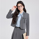 Gray suit skirt for women 2026 new college student interview professional formal wear small suit jacket spring and autumn black jacket + 2110# blue striped shirt + skirt L (recommended weight 106-118Jin Jin is equal to about 0.5 kg)