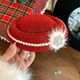 Yi Xin New Year's hat hairpin women's holiday party atmosphere photo dress up props gold style headdress hair accessories red fur ball snowflake glitter small top hat