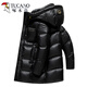 啄木鸟（TUCANO）零下极寒加厚鹅绒服中长款羽绒服男女新款冬季亮面连帽防寒服外套 黑色 S 165