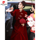 Pierre Cardin New Chinese Toast Wear 2025 New Bride Autumn and Winter Wedding Red Engagement Dress Skirt Women Winter Cheongsam Wedding Dress Burgundy M