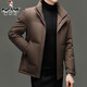 Woodpecker High Filled Down High Standard 90 Down White Duck Down Short Stand Collar Down Jacket Men's Winter Windproof and Cold Warm Jacket Men 98902 Khaki L 175